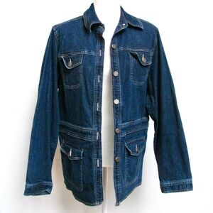 Jones Wear Sport Stretch Blue Denim Jacket Long Length Womens Size XL